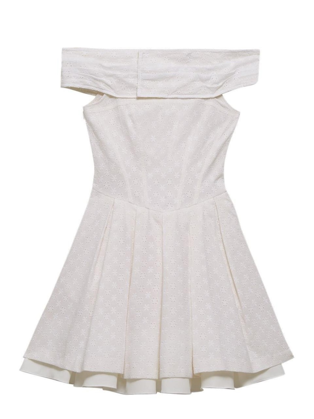 Girls Off-Shoulder White Eyelet Party Dress - Classic Formal Style